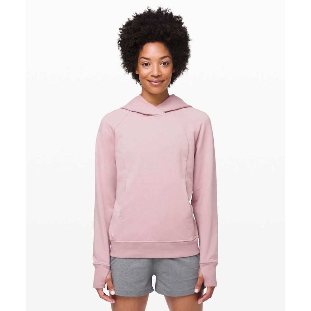Lululemon‎ Scuba Hoodie Women's 12 Smoky Blush Pullover Thumbholes Stretch Loose